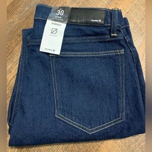 NEW Hurley Slim Fit Worker Denim Work Blue Jeans Stretch Sz 30x30 Dark Wash Flex